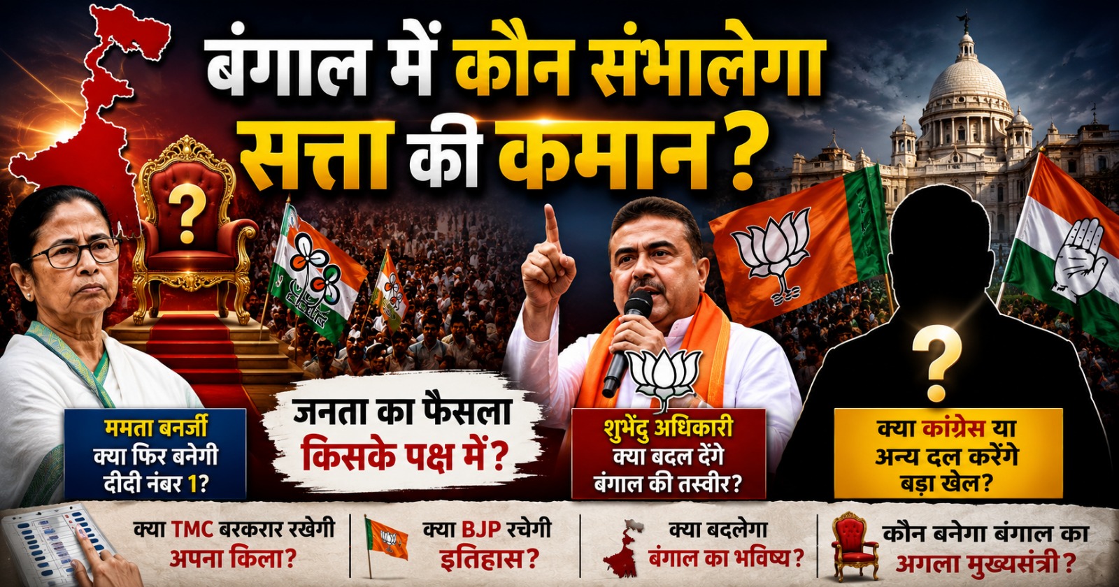 बंगाल में कौन संभालेगा सत्ता की कमान? आज शाम अमित शाह करेंगे बड़े चेहरे का ऐलान, शुभेंदु अधिकारी सबसे मजबूत दावेदार