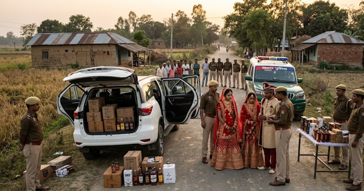 Bihar News: दुल्हन बनकर बिहार में शराब तस्करी का खेल, दो नवविवाहित जोड़े 5 लाख की शराब के साथ गिरफ्तार; लग्जरी कार जब्त